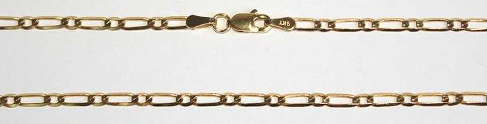 9k / 9ct gold CHAIN: 1+1 Figaro, 2.7mm wide, 45cm