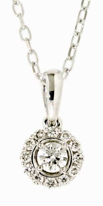 18k / 18ct white gold cluster PENDANT: diamonds 0.24cttw