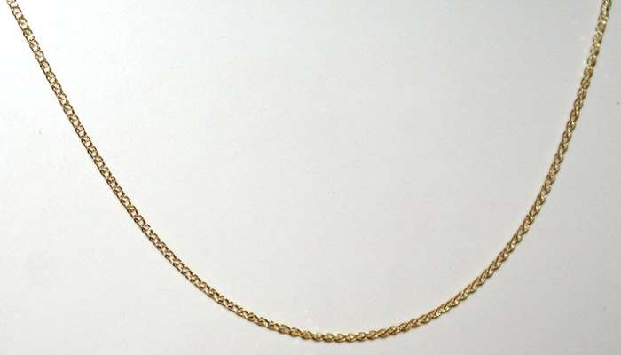 9k / 9ct gold Spiga / Wheat CHAIN: 0.9mm wide, adjustable to 50cm, oval disc end