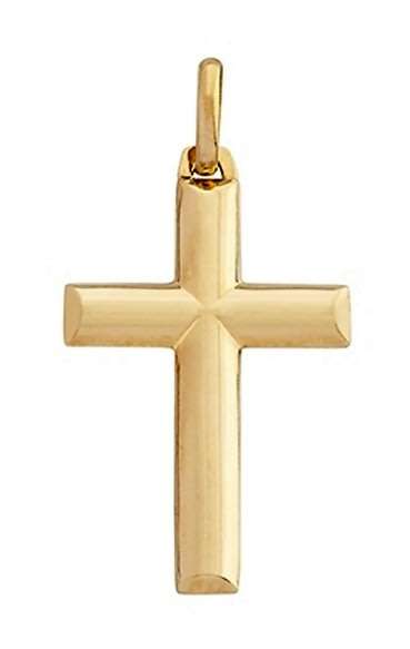 9k / 9ct gold CROSS: oval tube, 35mm long