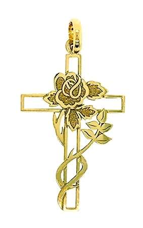 9k / 9ct gold flat CROSS: rose, 29x17.7mm
