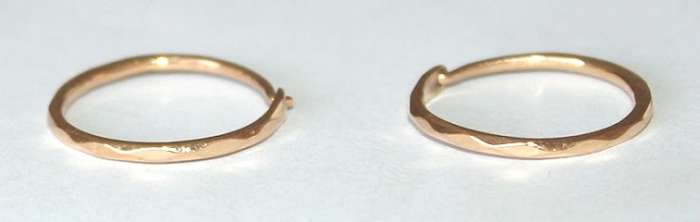 9k / 9ct rose gold hoop EARRINGS: facetted. Ready for you. Last pair!