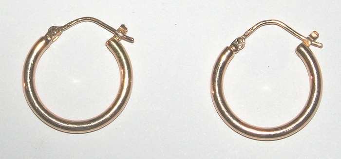 Hoop Earrings: 19.2k / 19.2ct Portuguese rose gold, 2.6 x 23mm. Ready for you. Last pair!
