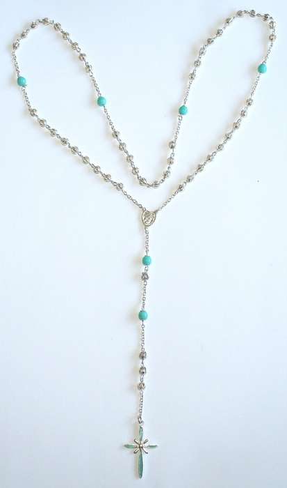 Rosary: sterling silver filigree, turquoise, enamel. Ready for you. Last one!