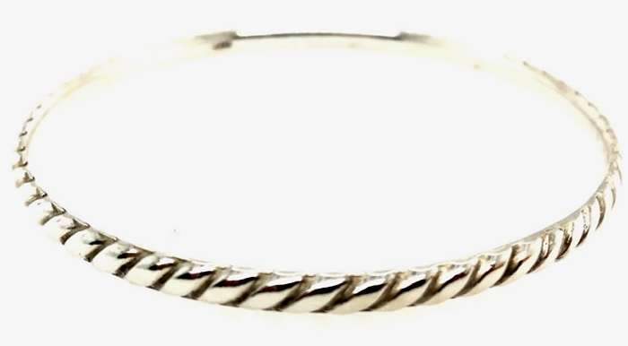 3x rope BANGLES: 4mm wide, 65mm interior, comfi fit, sterling silver