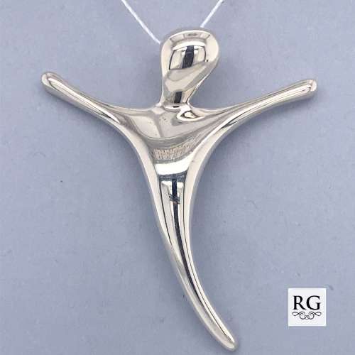 Modern slider CRUCIFIX / CROSS: 36x31mm, sterling silver - a STUNNER!