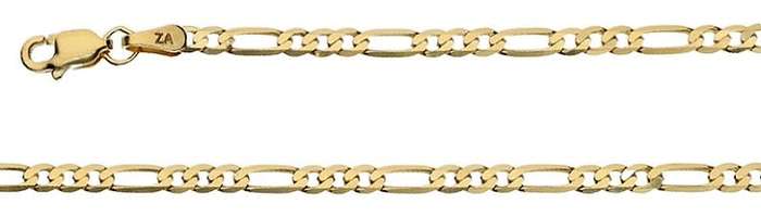 9k / 9ct gold CHAIN: 3+1 Figaro, 2.7mm wide, 45cm