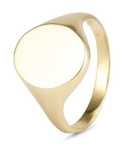 9k / 9ct yellow gold oval Signet RING, 12x15mm, size V