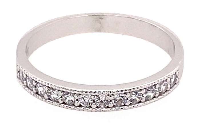 9k / 9ct white gold Eternity RING:  pave simulated diamonds, milgrain. Limited!