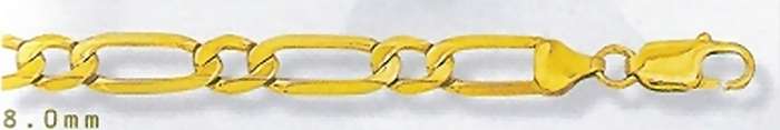 9ct gold CHAIN: 1+1 Figaro, 2.8mm wide, 55cm