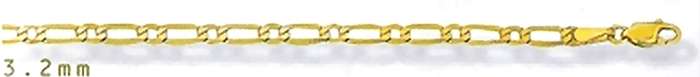 9ct gold CHAIN: 1+1 Figaro, 3.2mm wide, 45cm