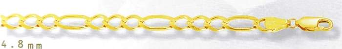 3+1 Figaro Larga BRACELET: 4.8m wide, 21cm. Solid 9ct gold