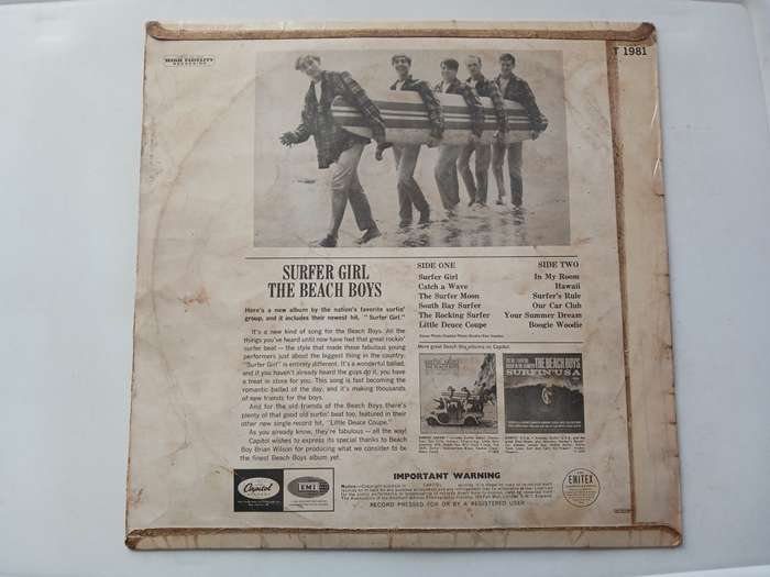 The Beach Boys  -  Surfer Girl  ( scarce 1963 SA released LP )
