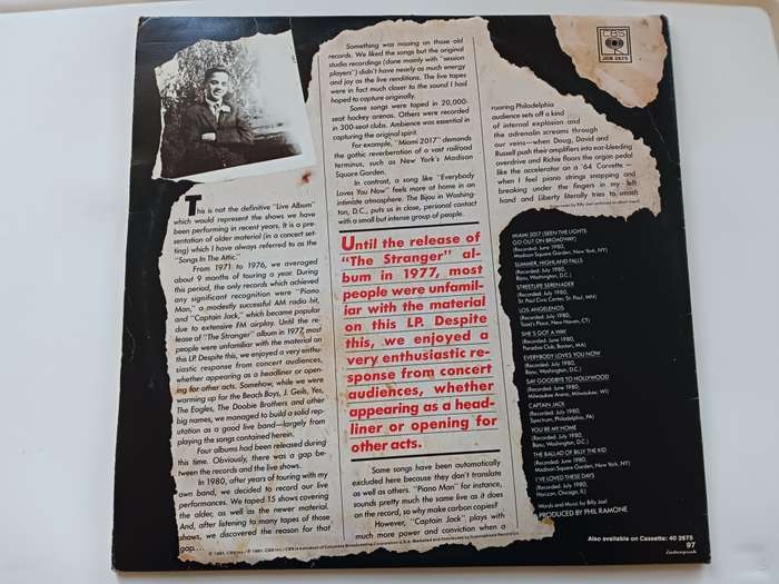 Bill Joel - Songs in the Attic  ( 1981 SA released LP )