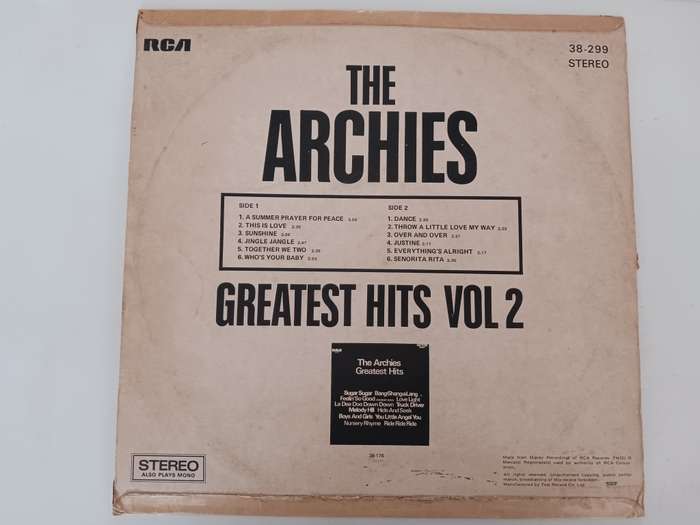 The Archies - Greatests Hits Vol 2  ( Rare 1971 SA released LP )