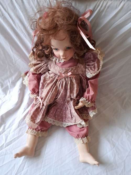 Large Vintage Porcelain Doll in Good Condition For age