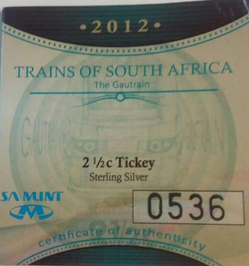 2012 PROOF SILVER TICKEY GAUTRAIN