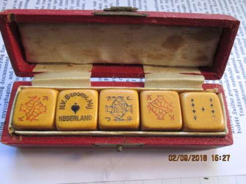 BOXED POKER DICE FROM THE STEAM SHIP AGE..VERY COLLECTIBLE PLEASE SEE ALL PICS
