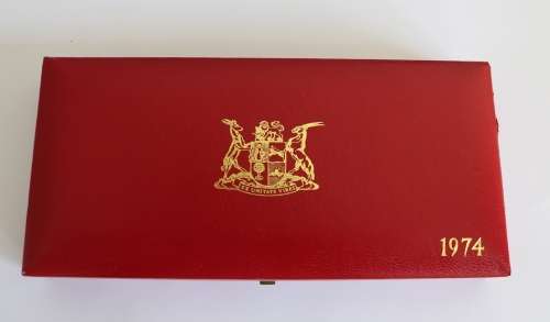 1974 Long Proof Set with SILVER R1 - Stunning toning on 1c & 1/2 cents - No Gold coins