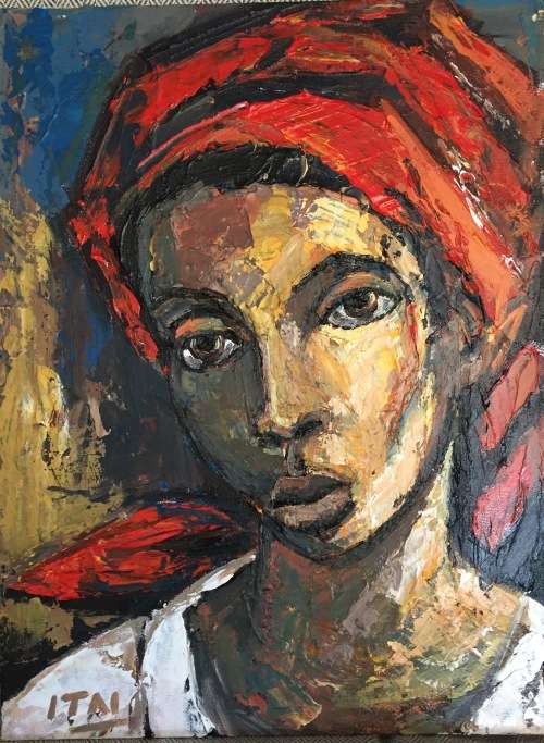 Gorgeous Itai Vangani original oil painting (30.5 x40.5 cm). Very low start.