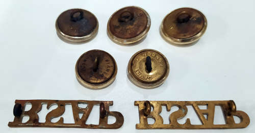 Rhodesia BSAP buttons and shoulder titles set - brass - 70`s/80`s