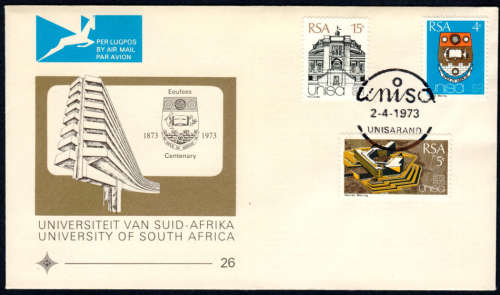 FDC no 26. Centenary of UNISA (2 Apr 1973)