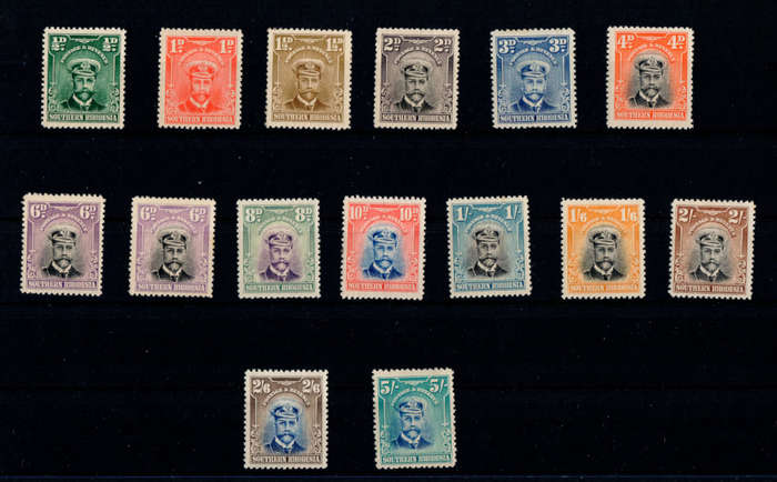 South Rhodesia 1924. KGV Definitive Issue. Full set with additional shade. SACC 1-14. CV R7,100