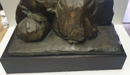 ORIGINAL Italian Signed Decimo Passani ` HOMELESS ` Bronze Sculpture ( 1907- 1940 )