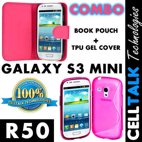 ** SPECIAL** Samsung Galaxy S3 MINI Flip Type Book Pouch + TPU Gel Cover PINK **SPECIAL**