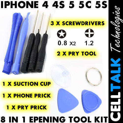 8 in 1 Opening Pry Tool Screwdriver Repair Kit For iPhone 5S 5C 5 4S 4 3GS