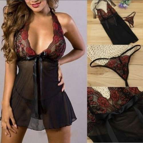 Sexy Lingerie Floral Sleepwear Lace Wire Free G-string Underwear Nightwear