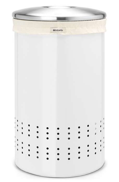 Brabantia Laundry Bin 50L - White & Matt Steel Lid