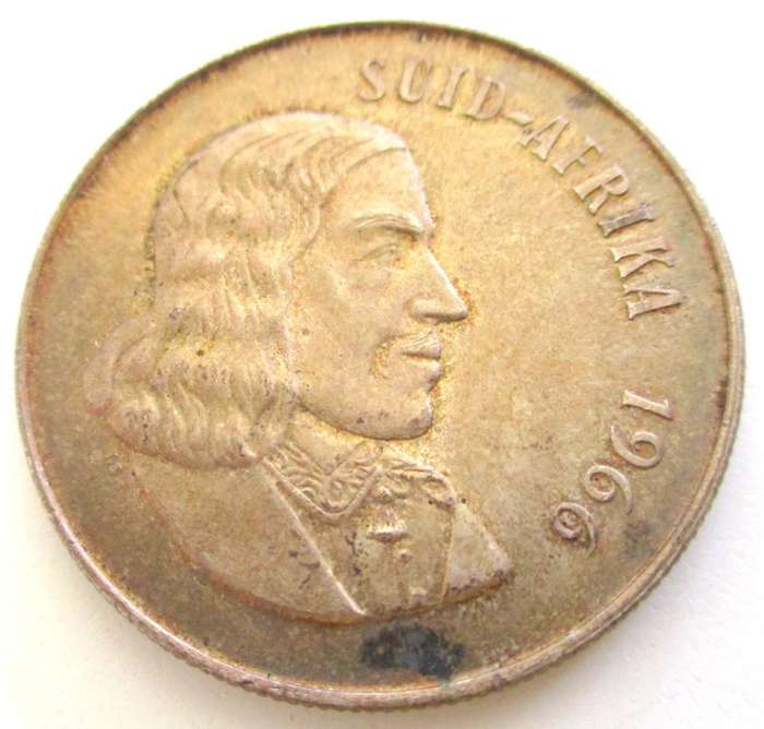 A 1966 SILVER .800 R1 (DIRTY) AND NINE SOUTH AFRICAN TICKEYS--SOLD AS SCRAP SILVER