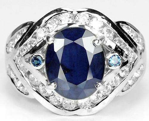 ***REAL STONES!!!*** NATURAL BLUE SAPPHIRE STERLING 925 SILVER RING 6.75