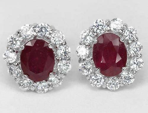 ***IN STOCK!!*** REAL STONES!!!*** NATURAL AAA BLOOD RED RUBY ZIRCONIA STERLING 925 SILVER EARRING