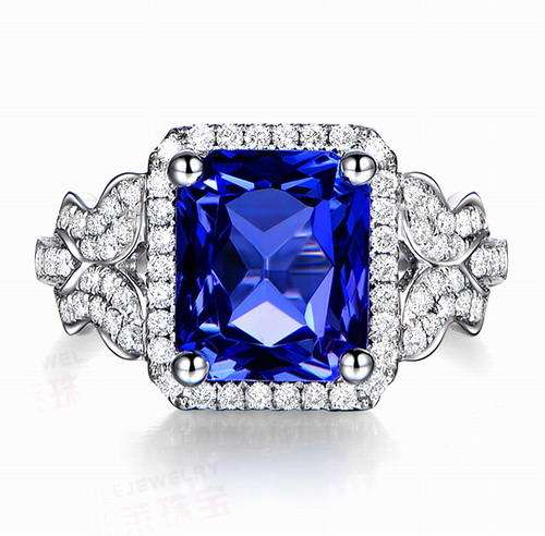 ***IN STOCK!!!***"CERTIFICATE INCLUDED!" 18K WHITE GOLD BLUE TANZANITE VVS Brilliant DIAMOND