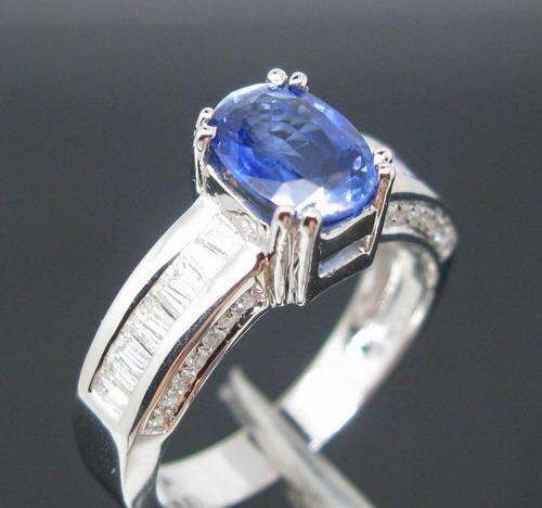 "CERTIFICATE INCLUDED!" 14K WHITE GOLD Natural Blue Ceylon Sapphire Diamond Engagement Ring