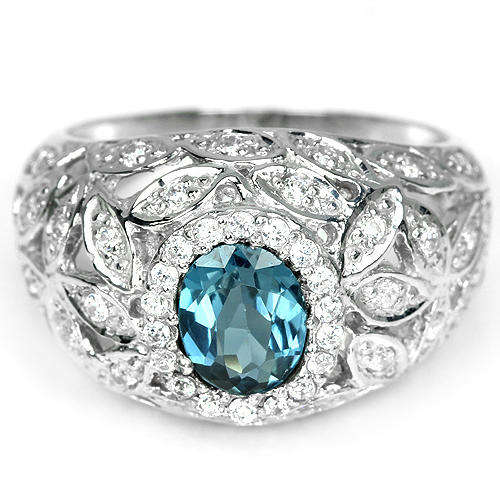 ***IN STOCK***REAL STONES!!!*** GENUINE AAA LONDON BLUE TOPAZ STERLING 925 SILVER RING 7.