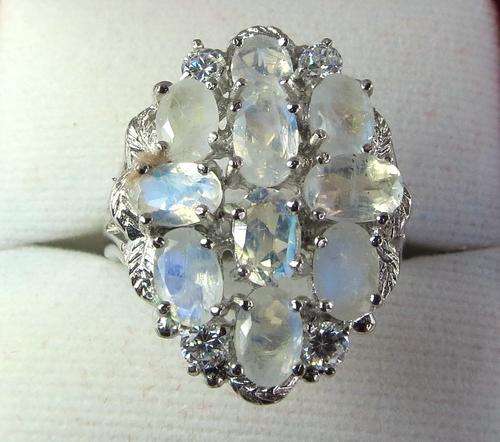 ***IN STOCK***REAL STONES!!!*** MOONSTONE STERLING 925 SILVER DRESSING RING SIZE 10
