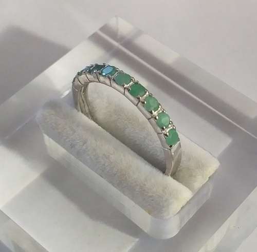 **IN STOCK!!** REAL STONES!!** ROUND 2.5mm FANCY EMERALD 925 SILVER RING 8