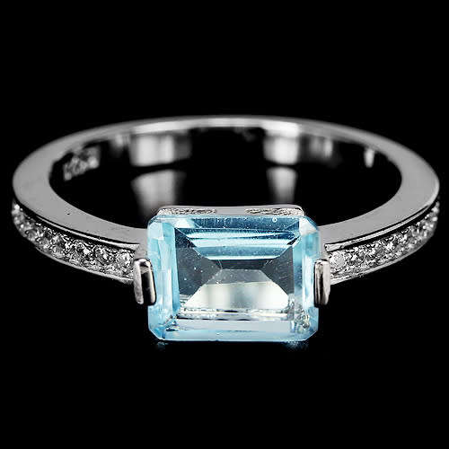 ***IN STOCK!!***REAL GEMSTONES***SKY BLUE TOPAZ STERLING 925 SILVER RING SIZE 7