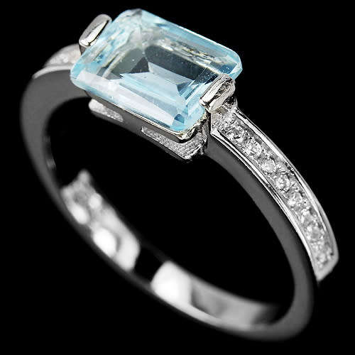 ***IN STOCK!!***REAL GEMSTONES***SKY BLUE TOPAZ STERLING 925 SILVER RING SIZE 7