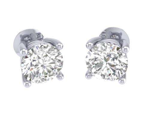 "CERTIFIED"   Solitaire Studs Earrings 0.70Ct Natural Diamond Screw Back 14Kt Solid White Gold
