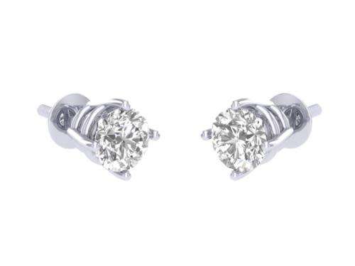 "CERTIFIED"   Solitaire Studs Earrings 0.70Ct Natural Diamond Screw Back 14Kt Solid White Gold