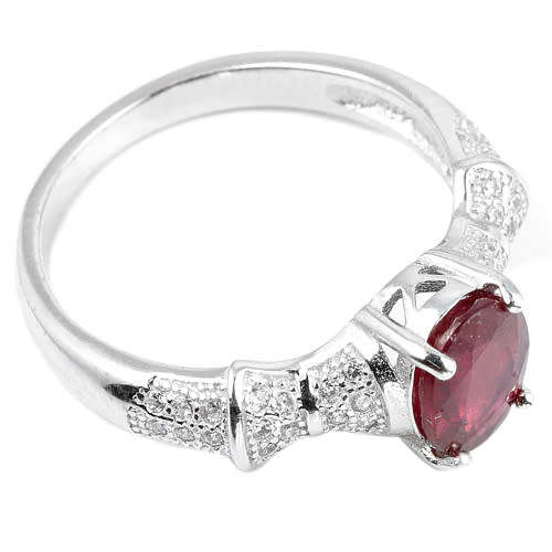 "IN STOCK" GENUINE BLOOD RED RUBY STERLING 925 SILVER RING SIZE 7.75