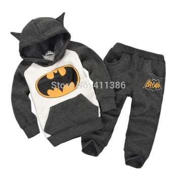 boys superhero batman tracksuit winter long sleeve hoodie and pants 1-2 years