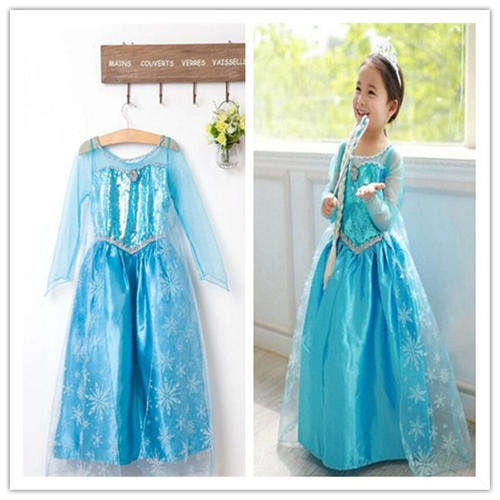girls fashion frozen princess elsa cosplay dress 4-5 years