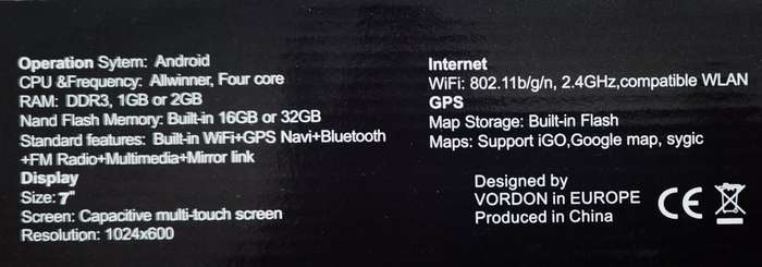 SOAK Android TS7`Touch Screen GPS Car Radio Google Maps Wifi 32GB Storage, Designed VORDON in EU