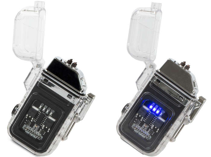 Black  SilverFlameless Plasma Electric Lighter Transparent Cool Windproof Lighter Rechargeable USB