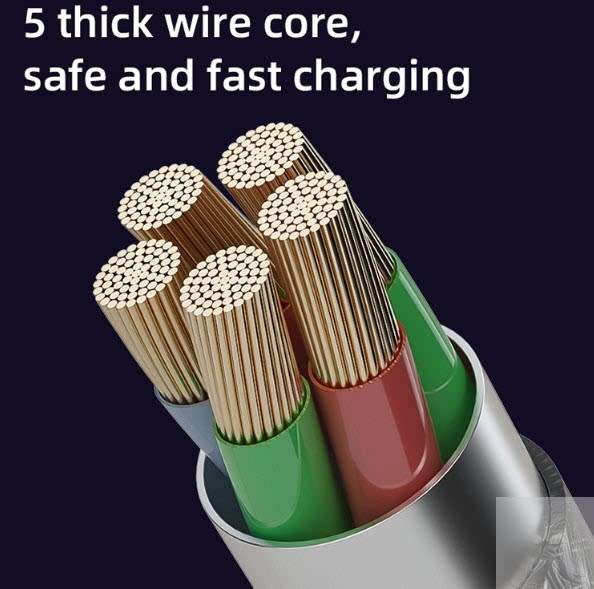 USB Braided 6A 66W Fast Charge Compatible cable - Type C - Black - 1 m